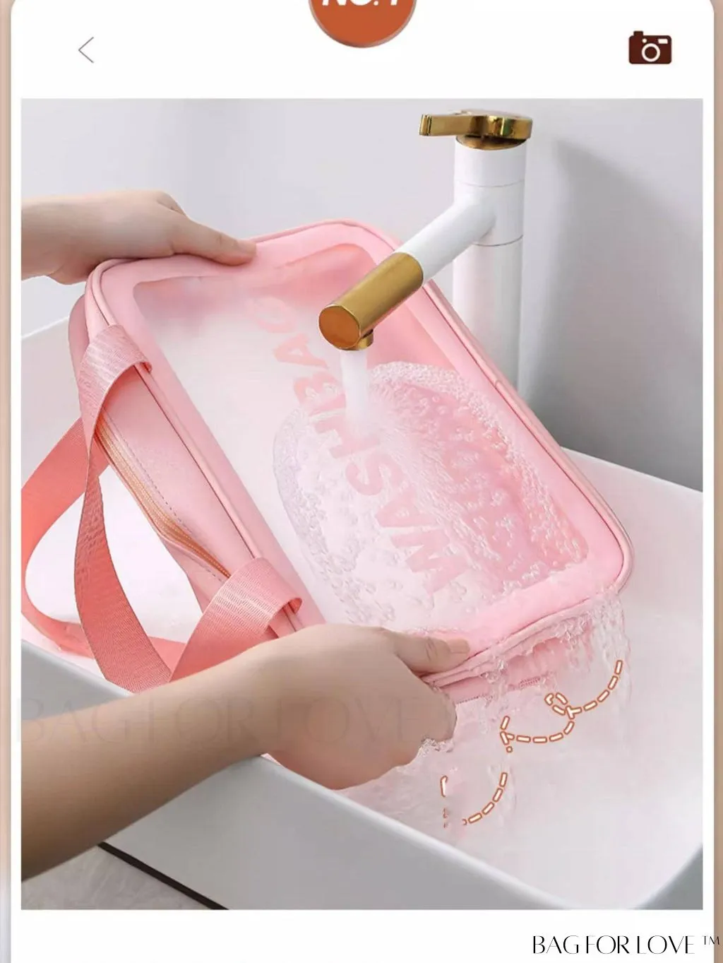 BagForLove - Double Layer PU Toiletry Bag with Stylish Letter Graphic Design