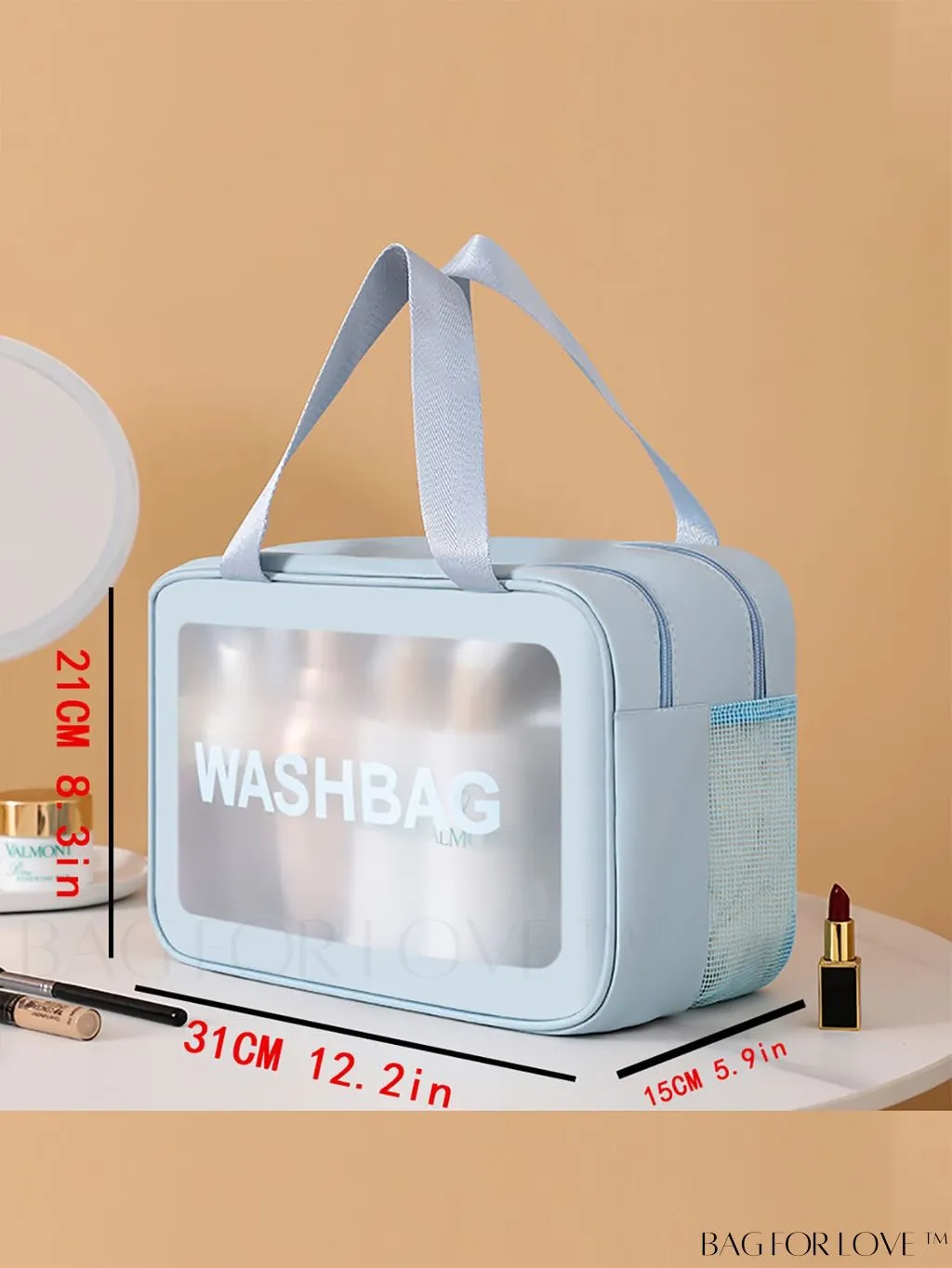 BagForLove - Double Layer PU Toiletry Bag with Stylish Letter Graphic Design