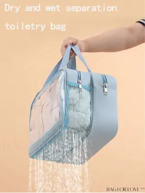 BagForLove - Double Layer PU Toiletry Bag with Stylish Letter Graphic Design