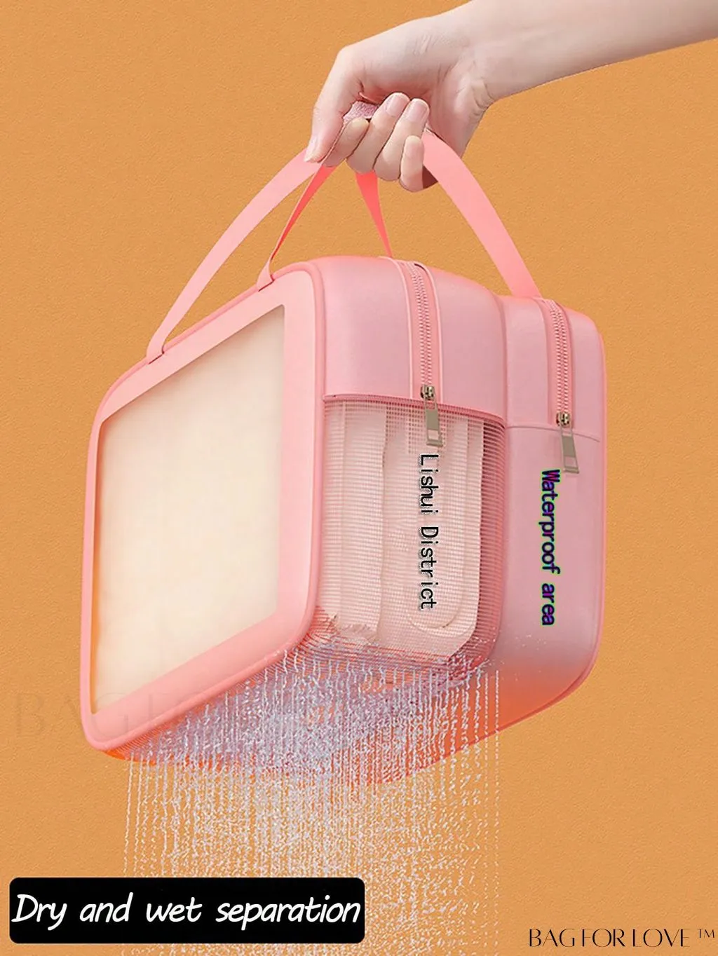 BagForLove - Double Layer PU Toiletry Bag with Stylish Letter Graphic Design