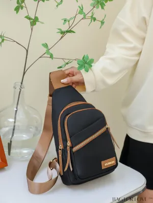 BagForLove - Stylish Multi-layer Crossbody Chest Bag with Contrast Color Design and Multiple Pockets