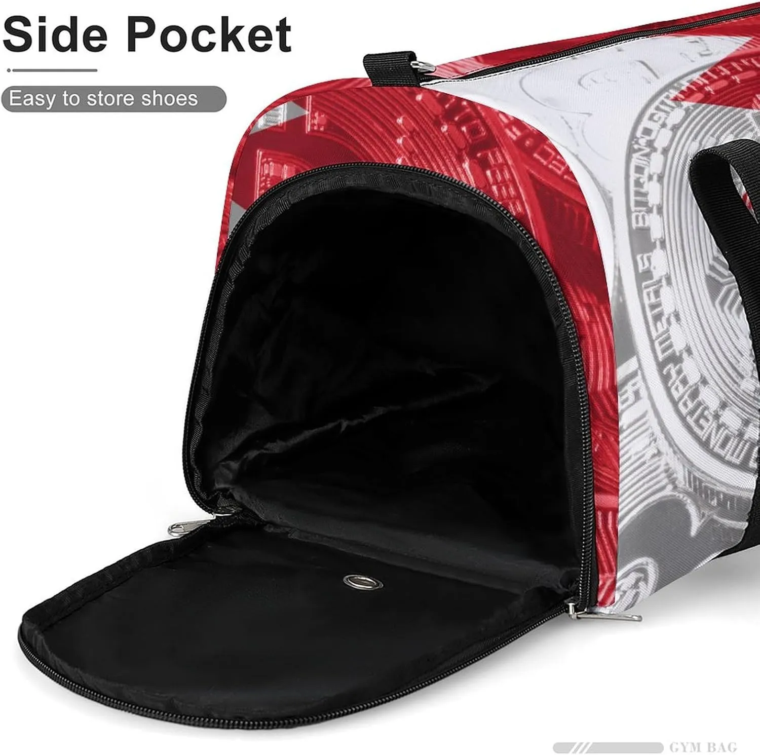 Bahrain Flag Bitcoin Gym Duffel Bag Waterproof with Shoe Compartment for Sports