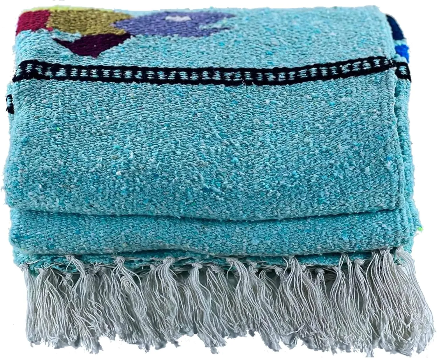 Baja Trader, Serape, Mexican Blanket, Yoga Mat, Camping Blanket, Beach Blanket, Picnic Blanket, Handmade Woven Throw Blanket, Home Decor, Car Blanket (Sea Turtle) (Ice)