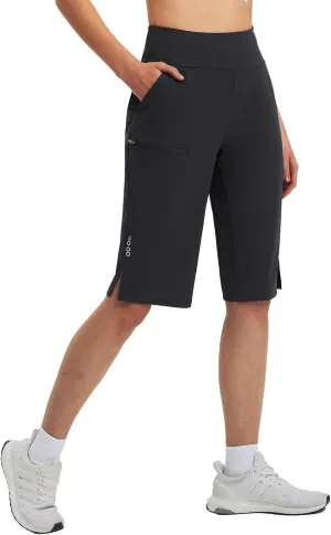 baleaf Women's 14'' Long Shorts Knee Length Capris Quick Dry Lightweight Cargo Hiking Cycling Zipper Pockets UPF 50 