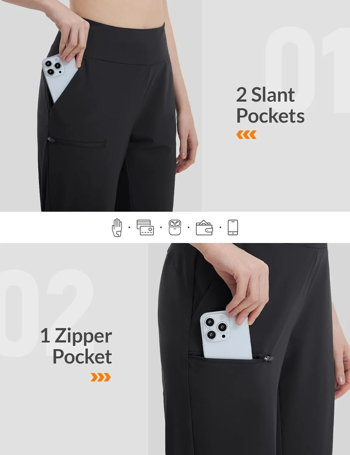 baleaf Women's 14'' Long Shorts Knee Length Capris Quick Dry Lightweight Cargo Hiking Cycling Zipper Pockets UPF 50 