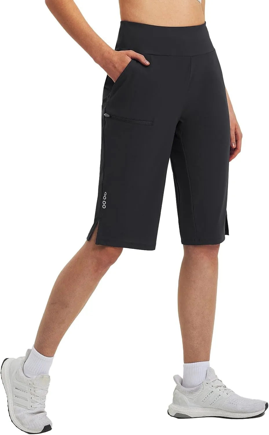 baleaf Women's 14'' Long Shorts Knee Length Capris Quick Dry Lightweight Cargo Hiking Cycling Zipper Pockets UPF 50 