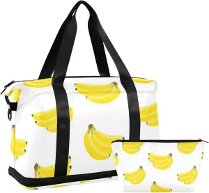 Banana Versatile Sports Travel Bag - Lasting Twill Tote, Removable Wheel & Rod Bagging, Multi-pocket Design, Complimentary Makeup Bag