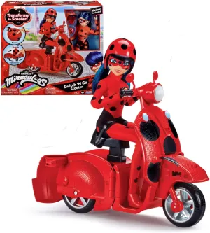 BANDAI Miraculous Ladybug Switch N Go Scooter and Fashion Doll Playset | 26cm Transming Accessories Miraculous: Tales of Cat Noir Toys (P50668)