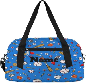 Baseball Custom Name Kids Duffel Bags Personalized Customized Sports Gym Bag Girls Dance Bag Tote Overnight Weekender Sleepover Carry On Travel Bag for Boys Girls