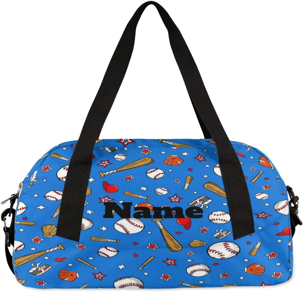 Baseball Custom Name Kids Duffel Bags Personalized Customized Sports Gym Bag Girls Dance Bag Tote Overnight Weekender Sleepover Carry On Travel Bag for Boys Girls