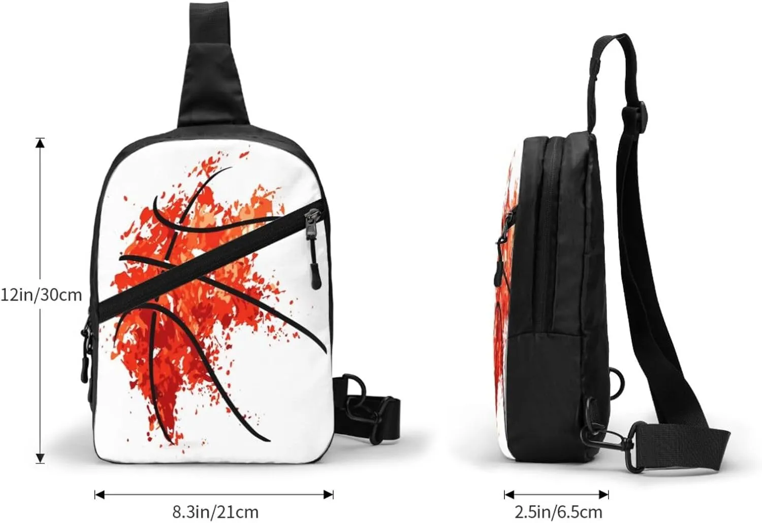 Basket Basketball Sling Bag for Men Women, Small Crossbody Sling Backpack Shoulder Chest Bag, Anti Theft Travel Hiking Sports
