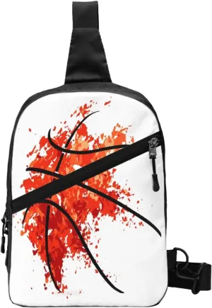 Basket Basketball Sling Bag for Men Women, Small Crossbody Sling Backpack Shoulder Chest Bag, Anti Theft Travel Hiking Sports