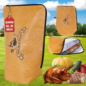 BBQ Blanket,BBQ Blanket for Resting Meat,meat resting bag,BBQ Brisket Blanket,Reusable Smoker Grilling Meat Insulated Resting Bag with Wide Mouth for Turkeys Brisket Pork Shoulders(21in)
