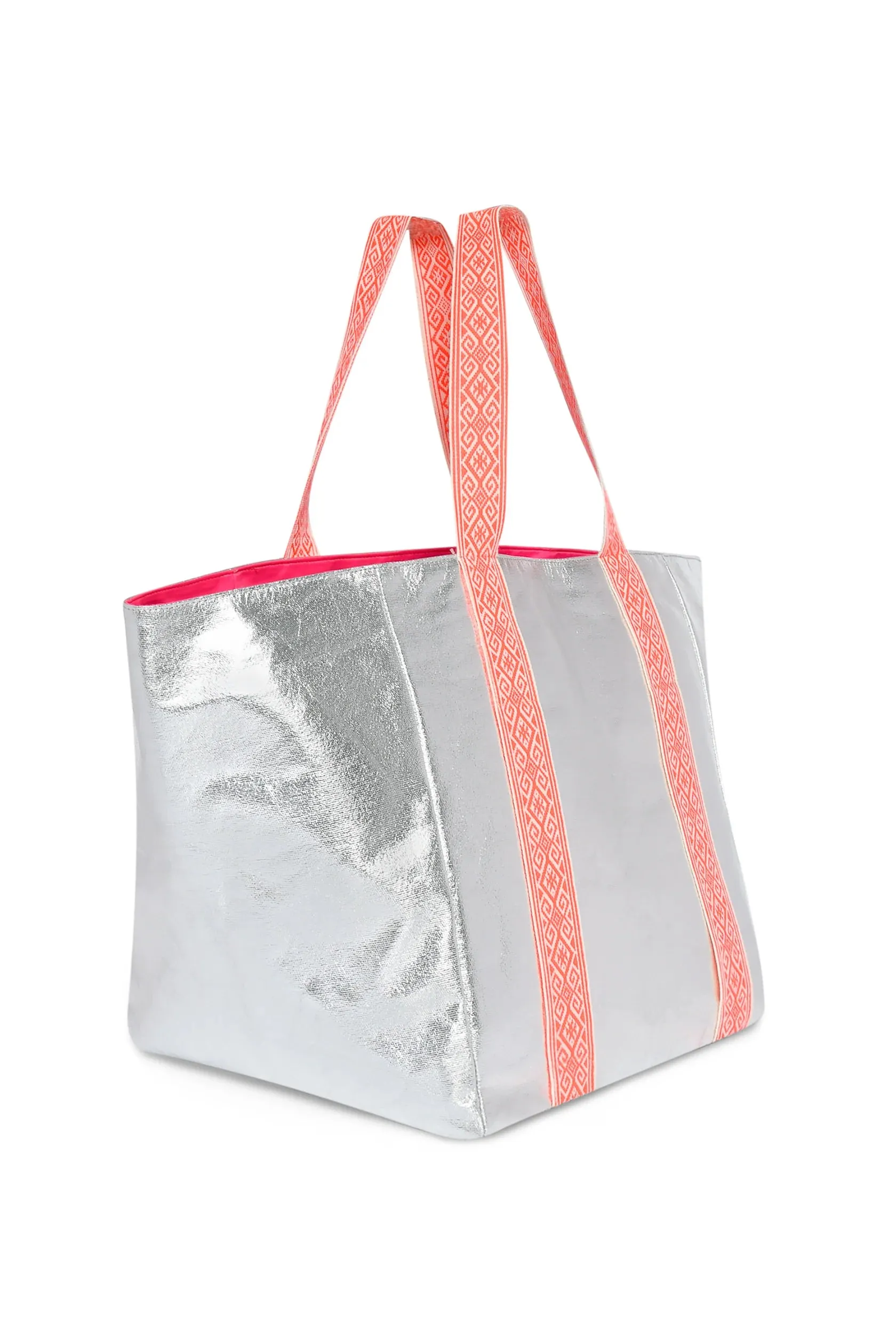 Beach Bag Large Shiny Soft Silver bag