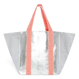 Beach Bag Large Shiny Soft Silver bag