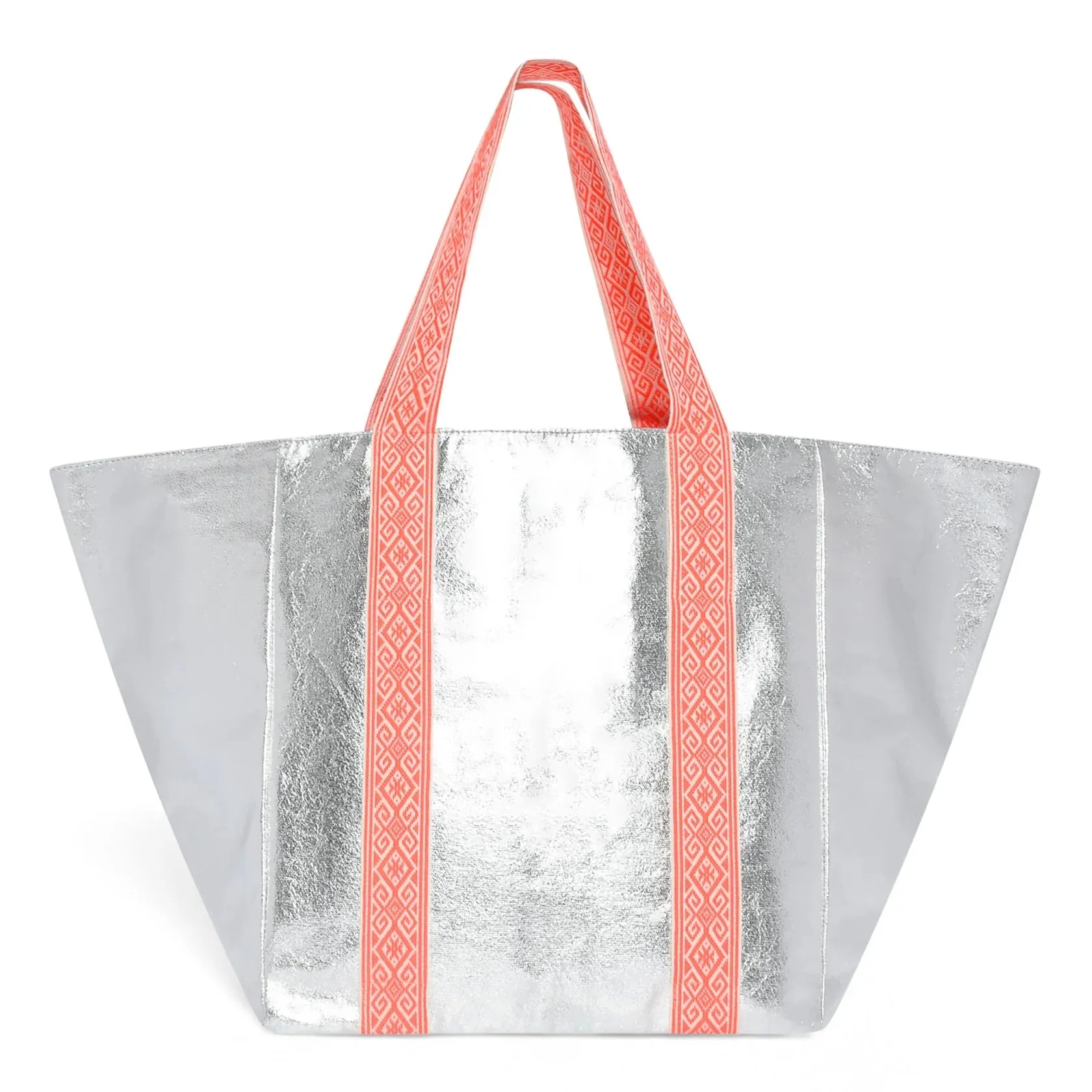 Beach Bag Large Shiny Soft Silver bag