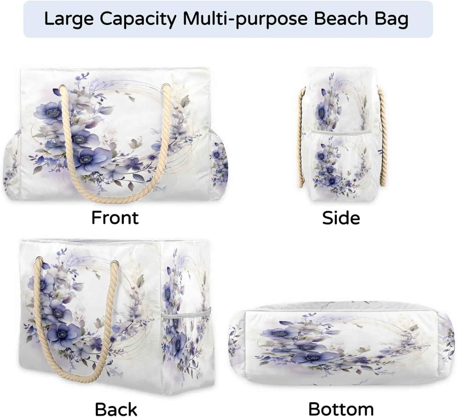 Beach Bags for Women Large Beach Tote Bag, Waterproof Sandproof Swim Pool Bag with Zipper