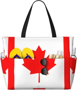 Beach Tote Pool Bags for Women-Cute Flag Day Large Gym Grocery Tote Travel Towel Bag Handbags,7 Pockets, Zipper