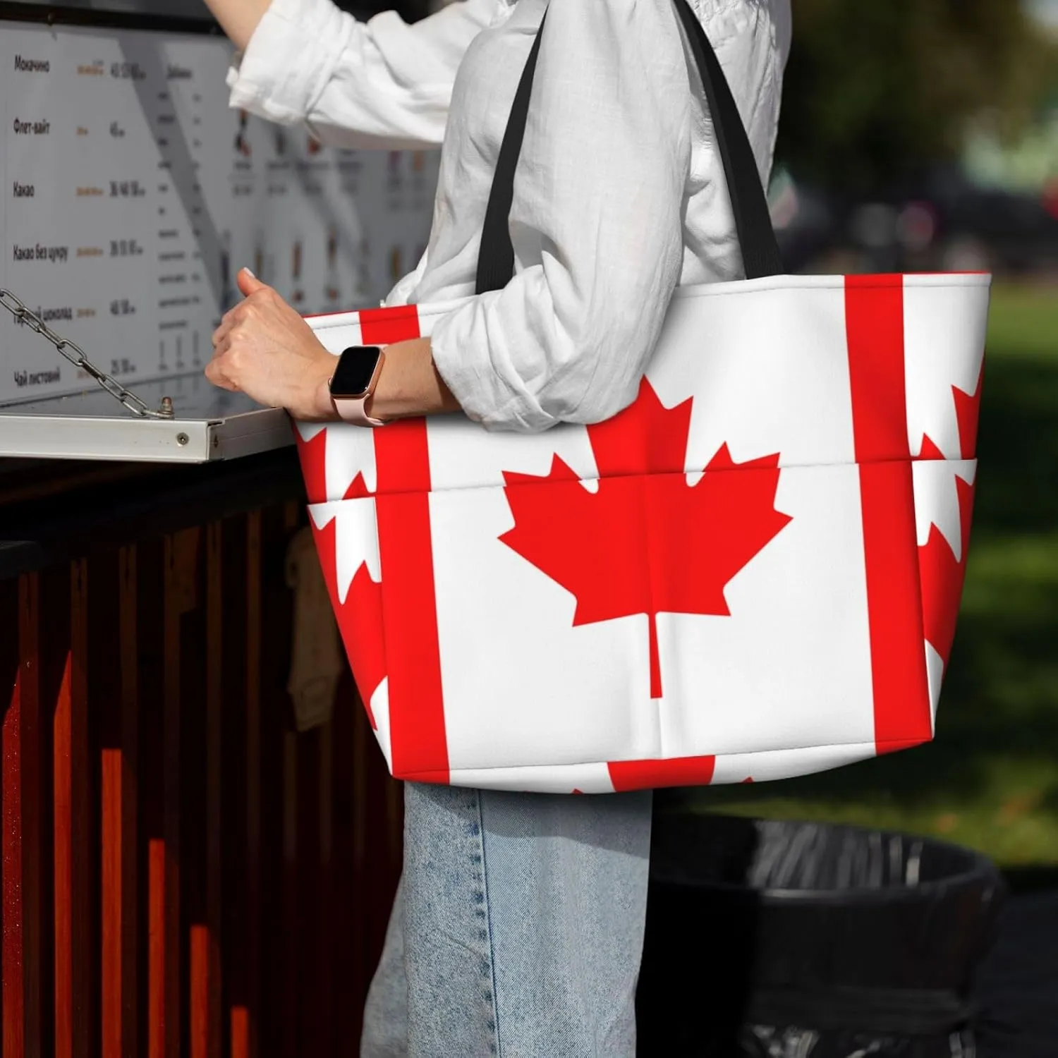 Beach Tote Pool Bags for Women-Cute Flag Day Large Gym Grocery Tote Travel Towel Bag Handbags,7 Pockets, Zipper