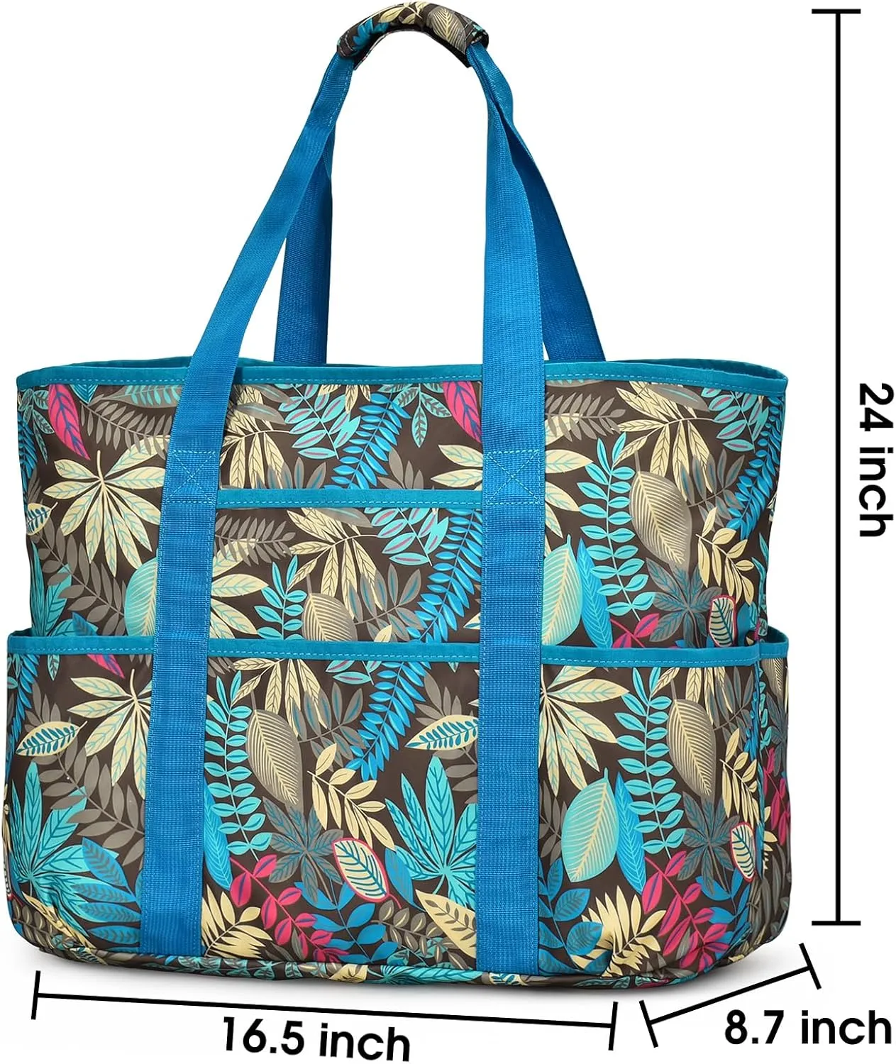 Becokan Beach Bags for Women Large Beach Tote Bag with Zipper Pockets Beach Bag Waterproof Sandproof Travel Nurse Tote Bag