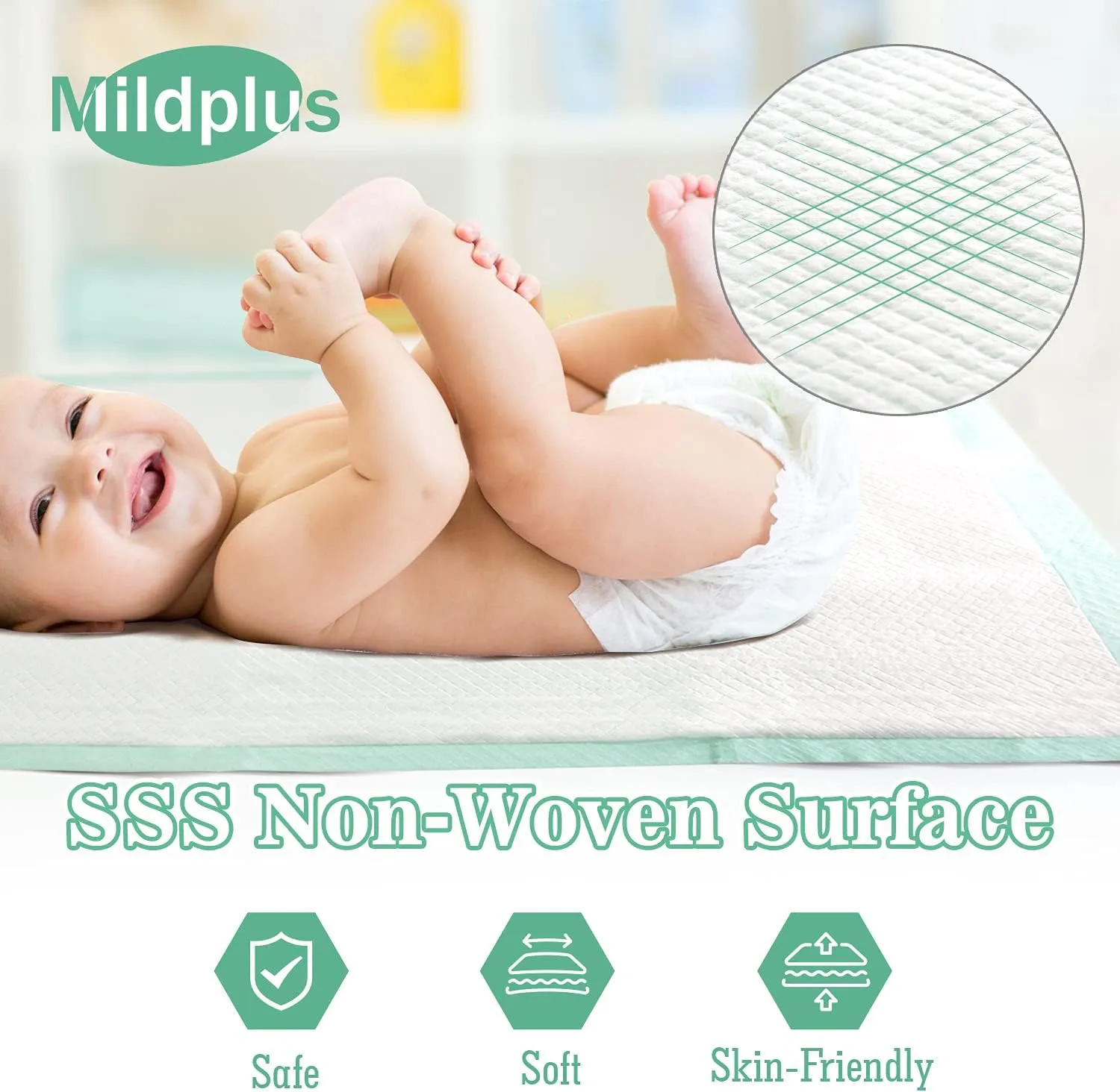 Bed Pads with Adhesive Strips 30'' X 36'' Disposable Underpads Extra Large Thicker Incontinence Pads for Unisex Adult, Senior, Kids and Pet (30 Count)
