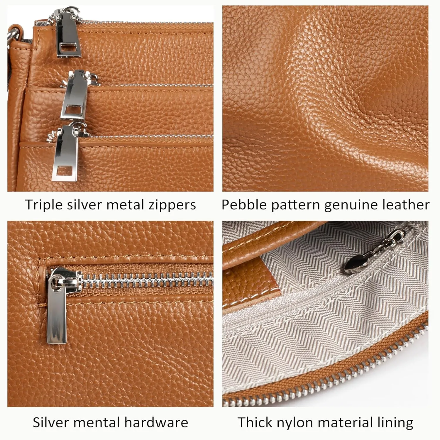 befen Genuine Leather Crossbody Purses Bags for Women, Small Pocketbooks Shoulder Bag Satchel Purse with Multi Pockets