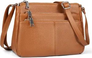 befen Genuine Leather Crossbody Purses Bags for Women, Small Pocketbooks Shoulder Bag Satchel Purse with Multi Pockets