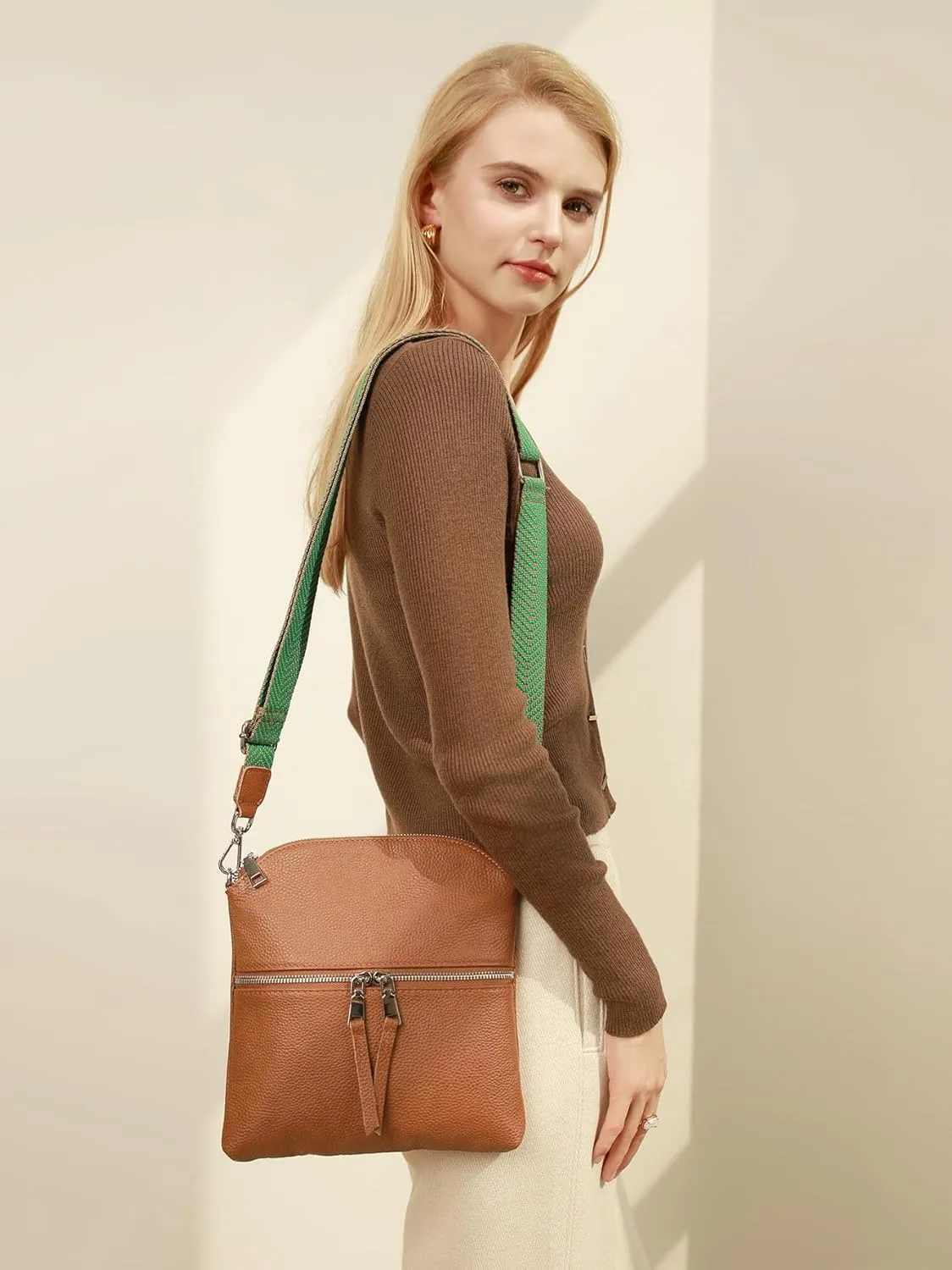 befen Genuine Leather Small Crossbody Purses for Women Travel Cross Body Bags Lightweight with Adjustable Shoulder Strap