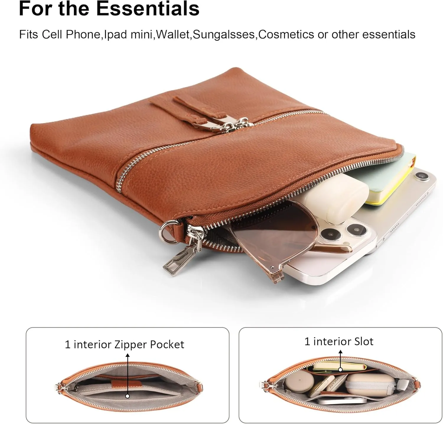 befen Genuine Leather Small Crossbody Purses for Women Travel Cross Body Bags Lightweight with Adjustable Shoulder Strap