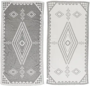 Bersuse 100% Cotton Bahamas Turkish Towel Beach Towel Bath Towel Dual Layer Peshtemal Beach Blanket Beach Essentials - 37x70 Inches, Silver Gray (Set of 6)
