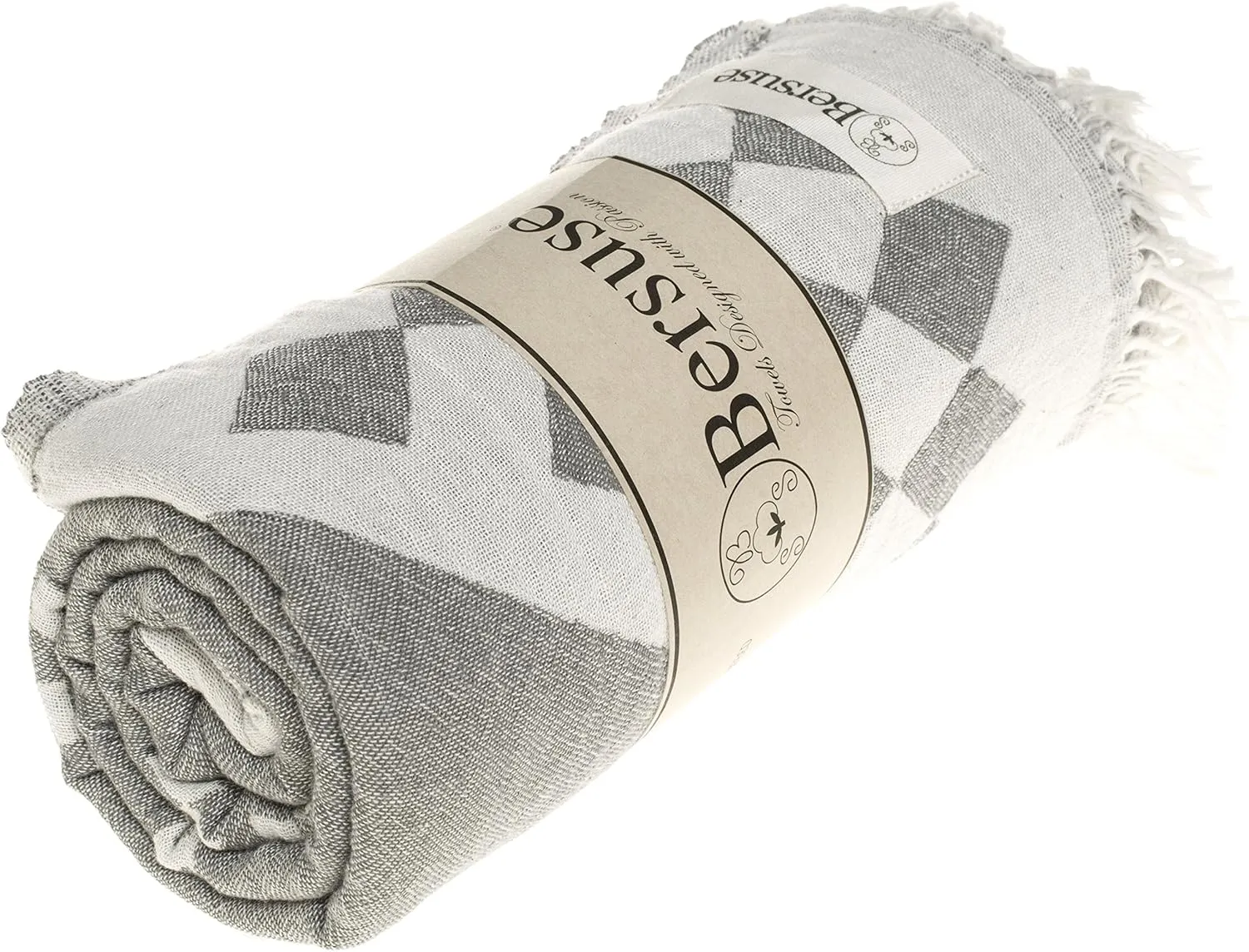 Bersuse 100% Cotton Bahamas Turkish Towel Beach Towel Bath Towel Dual Layer Peshtemal Beach Blanket Beach Essentials - 37x70 Inches, Silver Gray (Set of 6)