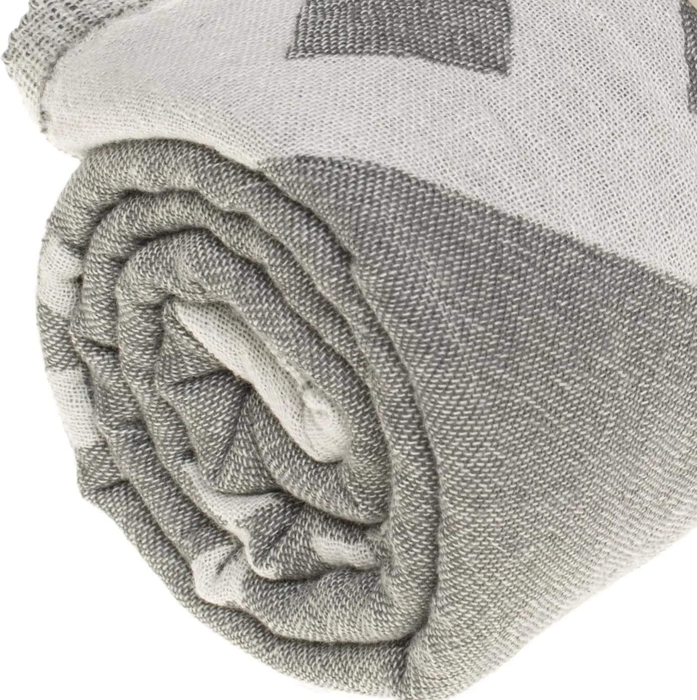 Bersuse 100% Cotton Bahamas Turkish Towel Beach Towel Bath Towel Dual Layer Peshtemal Beach Blanket Beach Essentials - 37x70 Inches, Silver Gray (Set of 6)