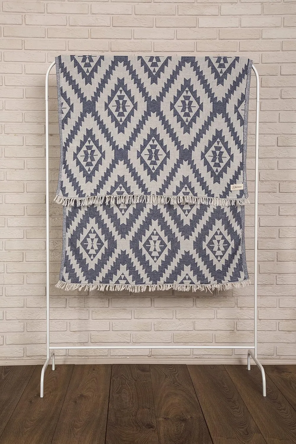 Bersuse 100% Cotton Zipolite Turkish Towel Beach Towel Bath Towel Dual Layer Peshtemal Beach Blanket Beach Essentials - 37x70 Inches, Dark Blue