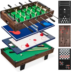 Best Choice Products 11-in-1 Kids Combo Game Table Set for Home, Game Room w/Ping Pong, Foosball, Table Hockey, Chess, Checkers, Shuffleboard, Bowling, 5 Accessory Bags