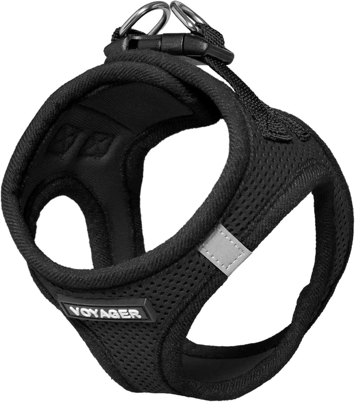Best Pet Supplies Voyager Step-in Air Dog Harness - All Weather Mesh, Reflective, No Pull Harness for Small, Medium Dogs, Cats - Secure with Hook & Loop Fastener, Buckle, Double D-Rings - Black, M