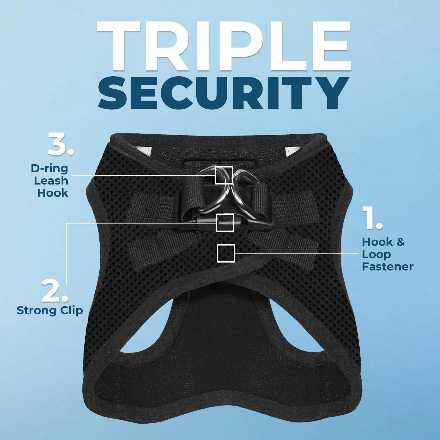 Best Pet Supplies Voyager Step-in Air Dog Harness - All Weather Mesh, Reflective, No Pull Harness for Small, Medium Dogs, Cats - Secure with Hook & Loop Fastener, Buckle, Double D-Rings - Black, M