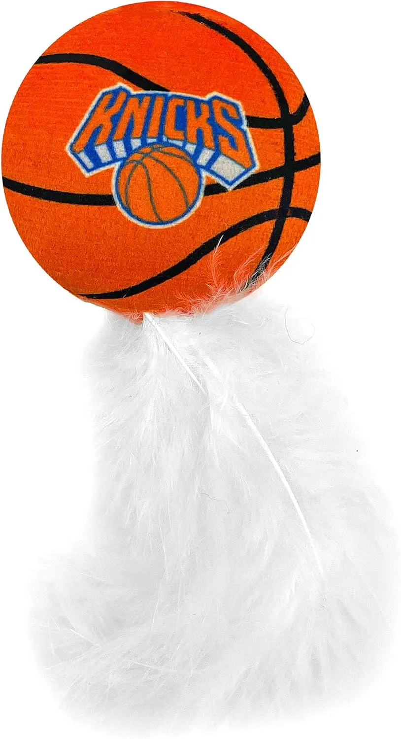 Best Plush CAT Toy NBA New York Knicks Complete Set of 3 Piece Cat Toys Filled with Fresh Catnip. Includes: 1 Jersey Cat Toy, 1 Basketball Cat Toy with Feathers & 1#1 Fan Cat Toy. Beautiful Team Logo