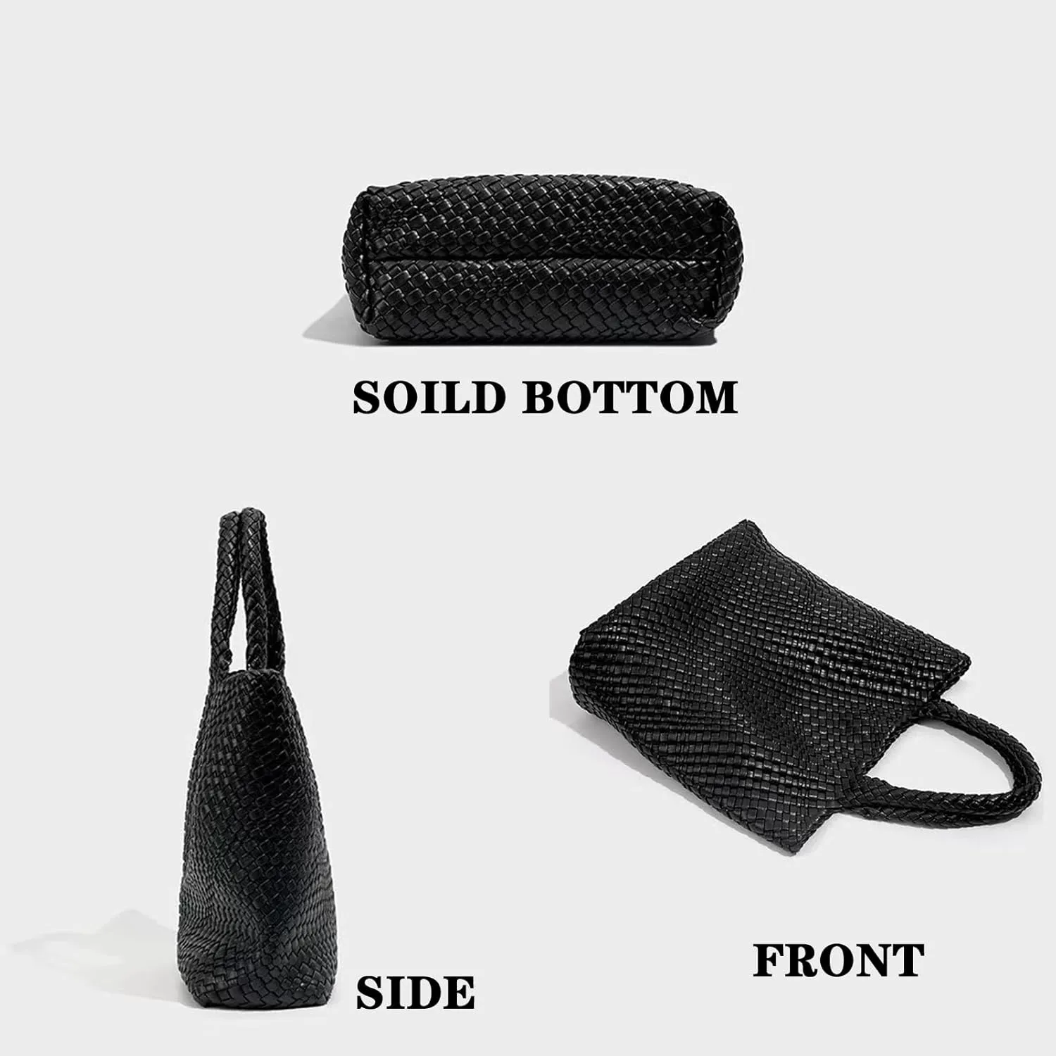 BEVIVID Woven Bag for Women,Vegan Leather Tote Bag with Purse,Beach Travel Handbag,Daily Tote Bag