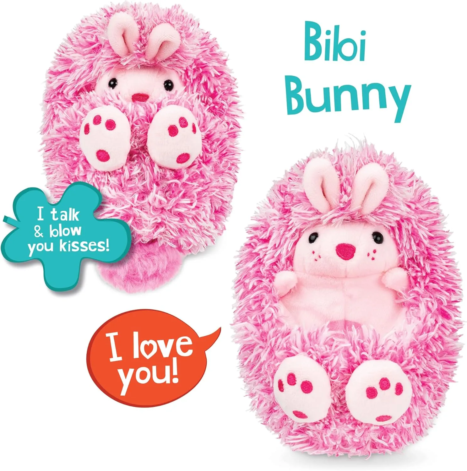 Bibi The Bunny - Interactive, Animated, Talking, Giggling Toy Pet, Over 50 Sounds, 5" Plush - New 2023 - Best Birthday Toy Gifts for Boys and Girls