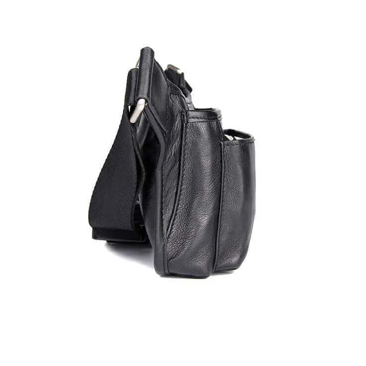Black Leather Waist Bag | Multi-Functional Bum Bag NZ