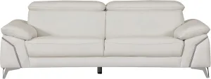 Blackjack Furniture Naples Top Grain Genuine Italian Leather Sofa with Adjustable Headrests Sofa, 88", Snow White