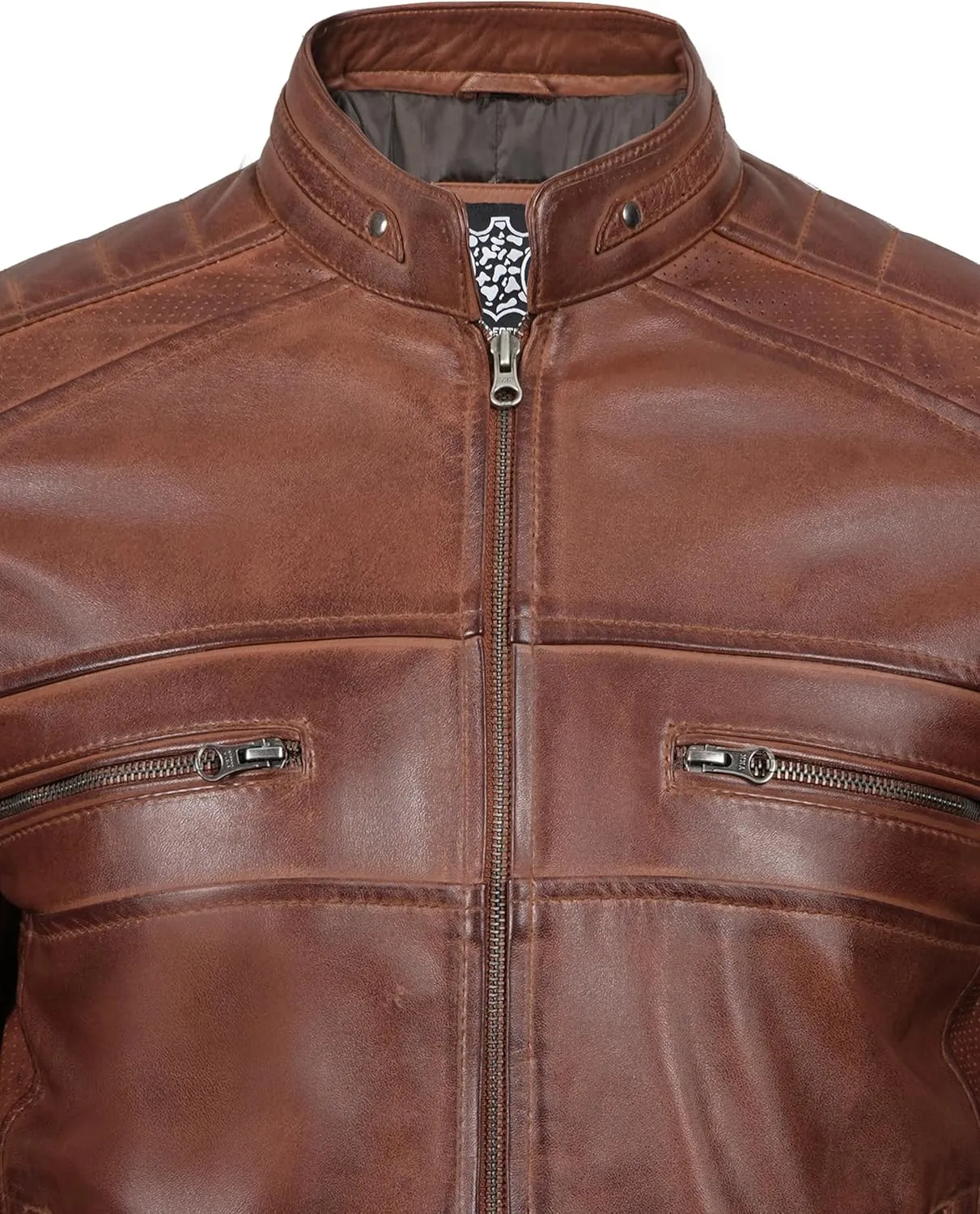 Blingsoul Real Lambskin Men's Leather Jackets - Cafe Racer Style Premium Leather Jacket Men