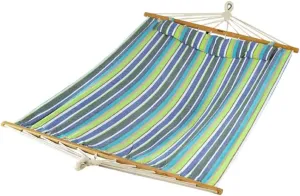 Bliss Hammocks BH-404G 48in Wide Caribbean w/Pillow, Poolside Patio Backyard Hammock, Includes Straps & Chains, Eco Friendly Polyester & Cotton Blend, 265 Pound Capacity, Candy Stripe