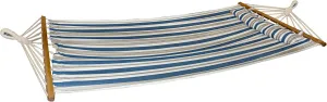 Bliss Hammocks BH-404H 48in Wide Caribbean w/Pillow, Poolside Patio Backyard Hammock, Includes Straps & Chains, Eco Friendly Polyester & Cotton Blend, 265 Pound Capacity, Nautical Stripe