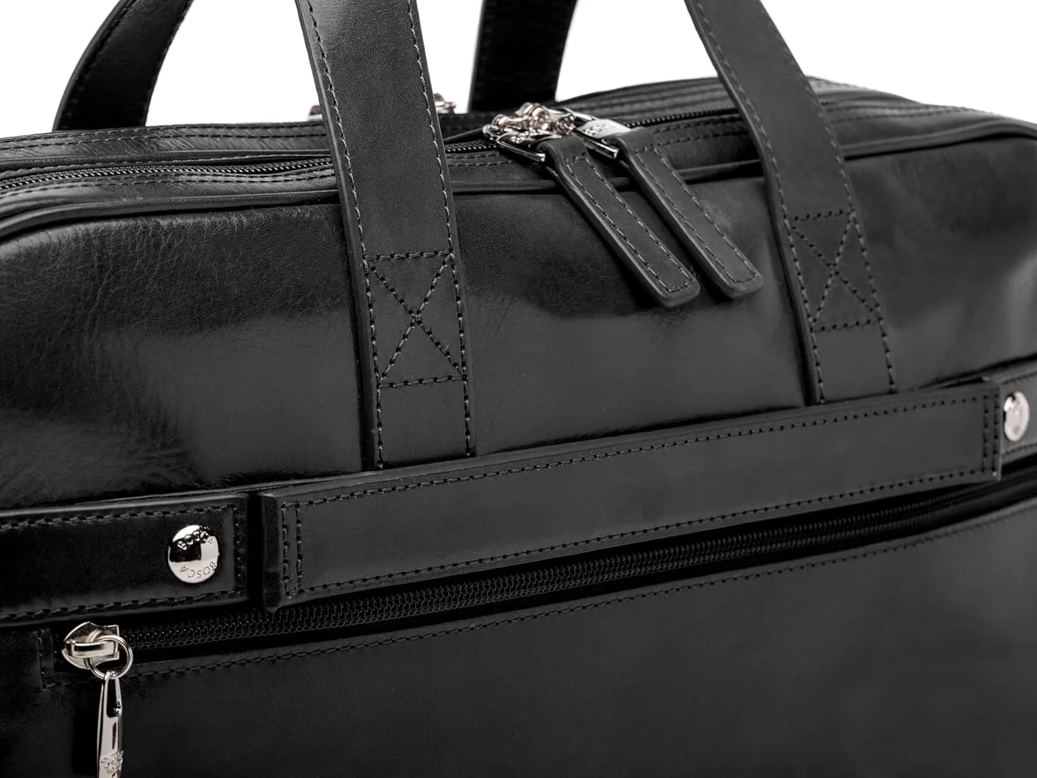 Bosca Old Leather Messenger Bag, Vintage Style Laptop Briefcase for Men, Multiple Pockets, Ideal for Office & Travel