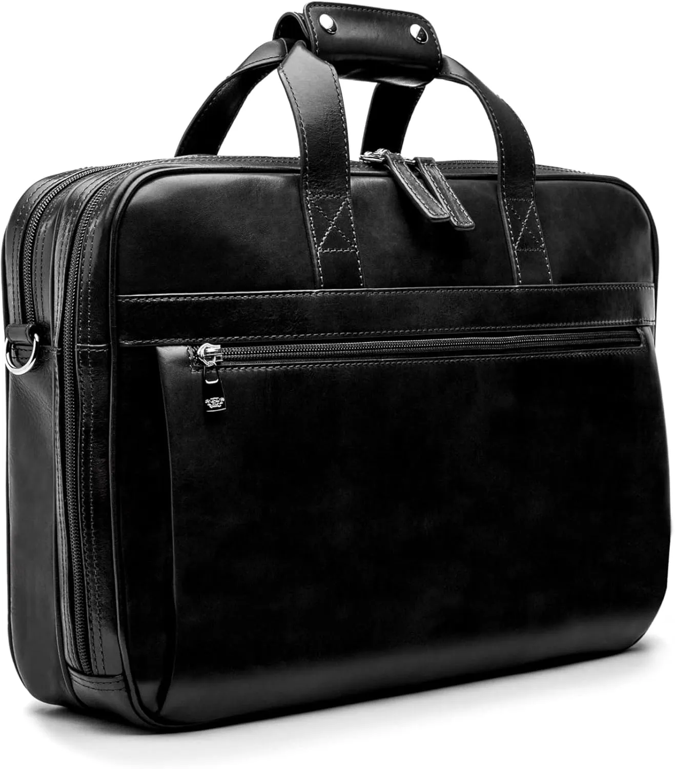Bosca Old Leather Messenger Bag, Vintage Style Laptop Briefcase for Men, Multiple Pockets, Ideal for Office & Travel