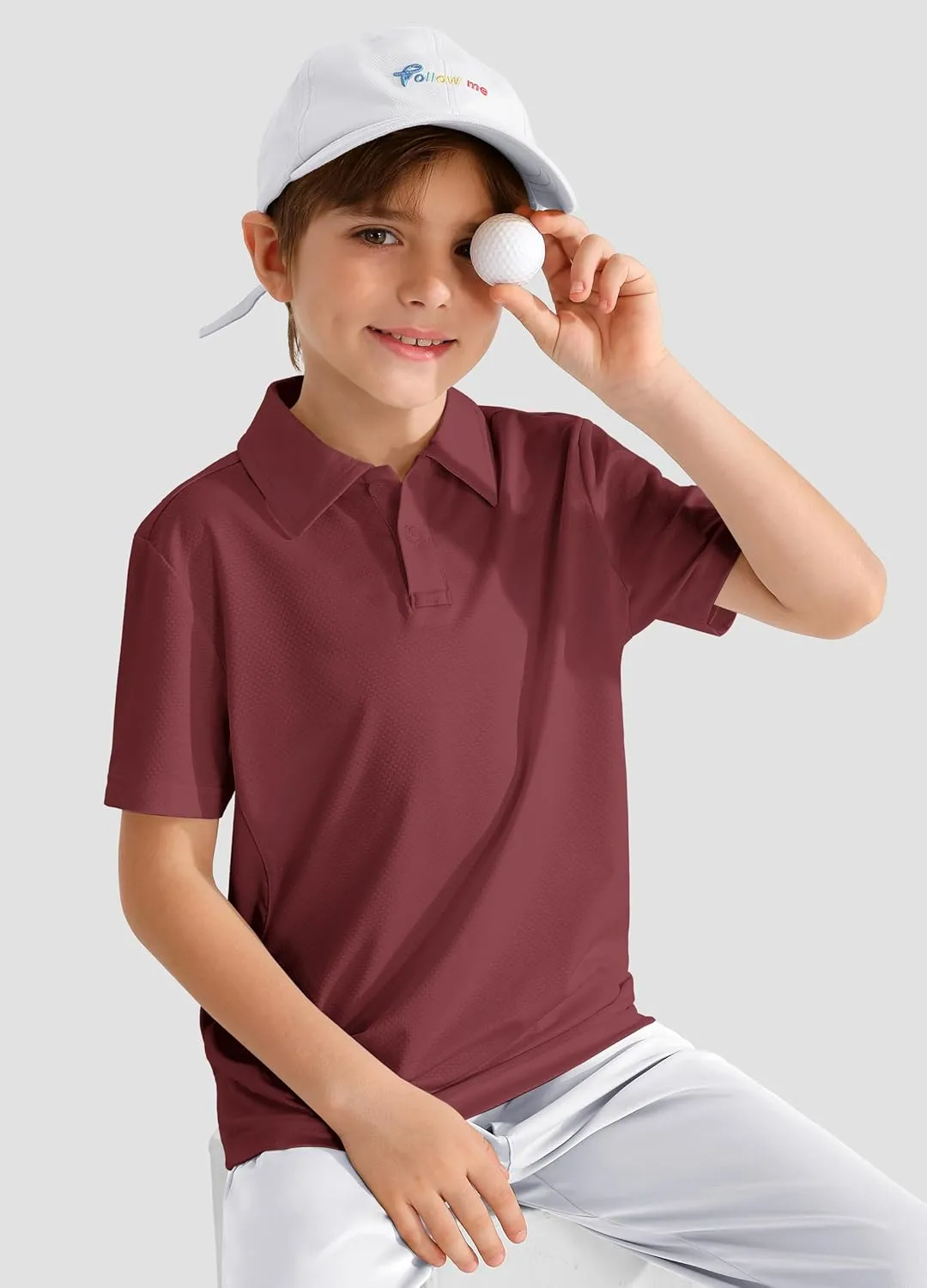 Boys' Performance Polo Shirt - Golf Grid Short Sleeve Collar Shirts Youth Stretch Quick Dry Lightweight Athletic UPF50 