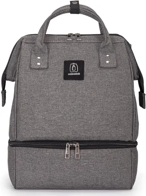 Breast Pump Backpack - Cooler and Moistureproof Bag Double Layer for Mother Outdoor Working Backpack with USB Charging Port, Large (Grey&Black)