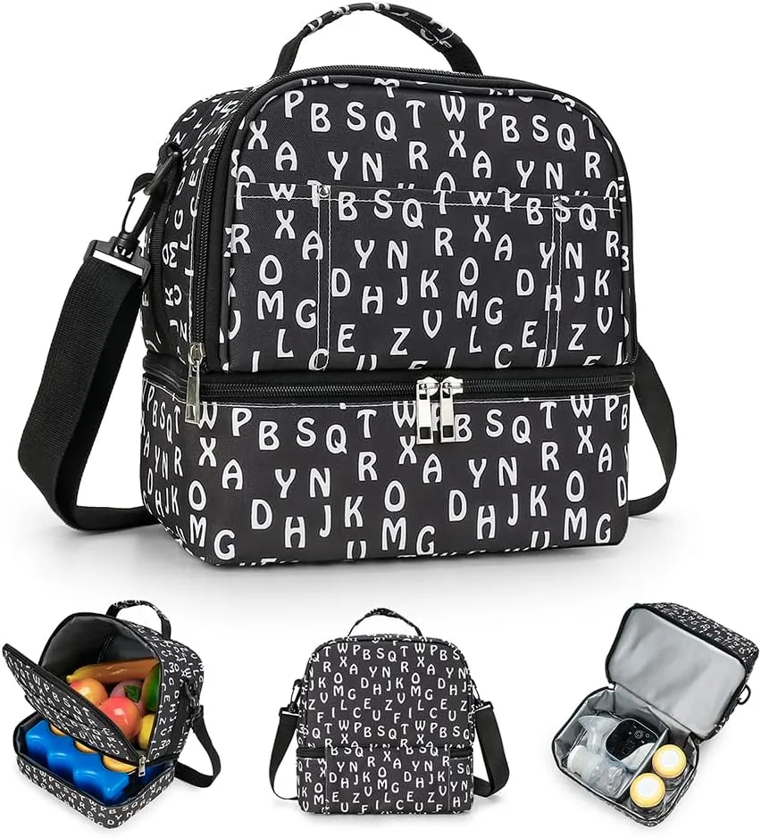 Breast Pump Bag Cooler Compartment for Breast Pump - Cooler and Moistureproof Bag Double Layer for Mother Breast Milk Pump Lunch Bag Outdoor Working (Letter)