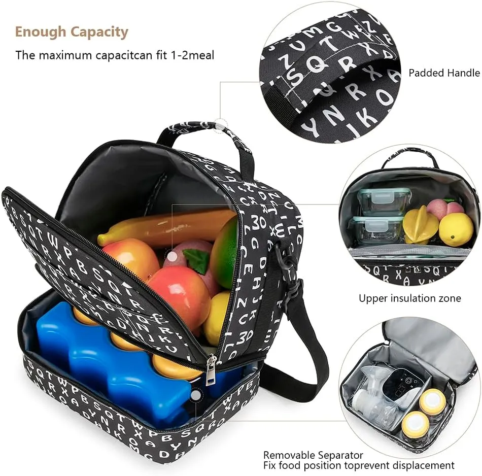 Breast Pump Bag Cooler Compartment for Breast Pump - Cooler and Moistureproof Bag Double Layer for Mother Breast Milk Pump Lunch Bag Outdoor Working (Letter)